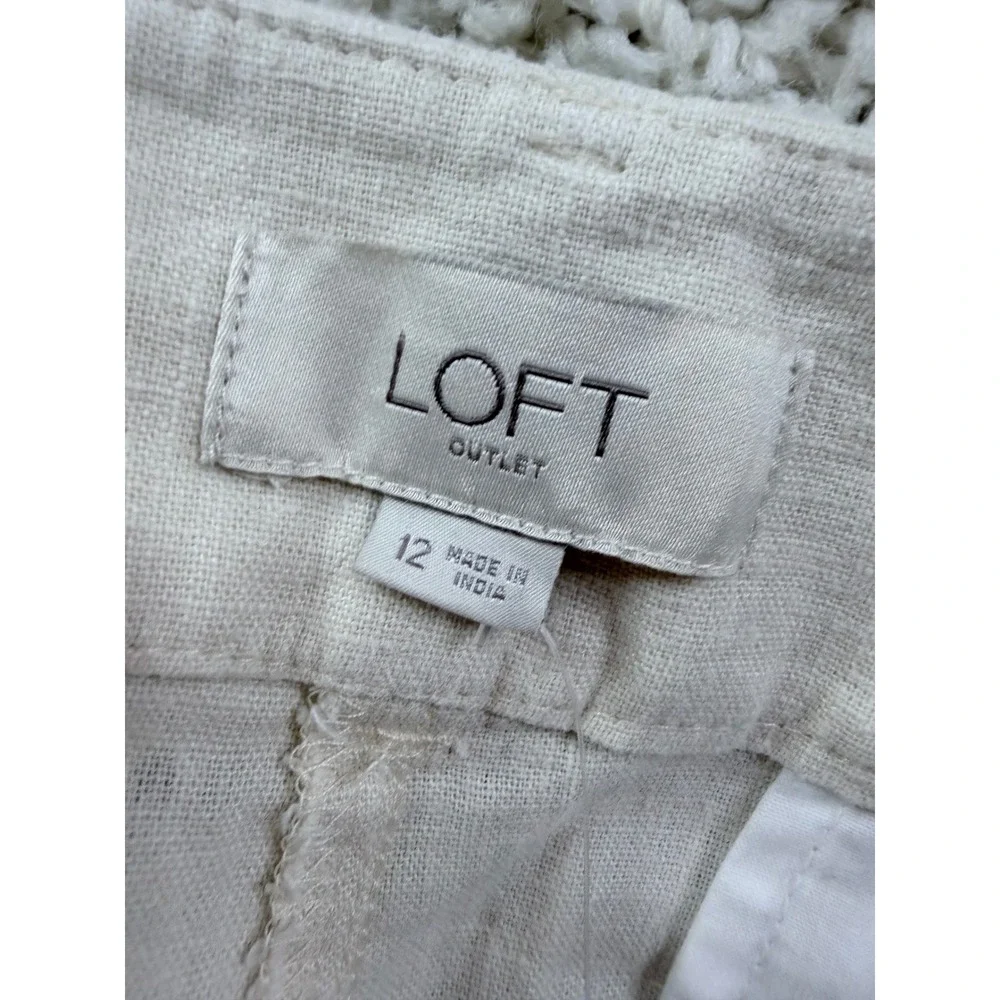 Loft Outlet Shorts Women 12 Beige New Mid Rise‎ 6 Inch Inseam Linen Blend
